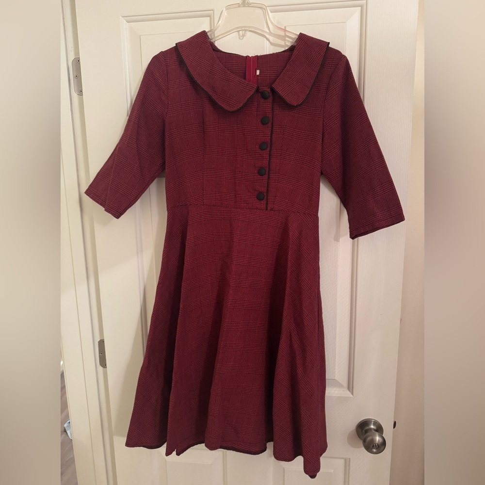 Vintage-Inspired asymmetrical Plaid Fit & Flare Dress